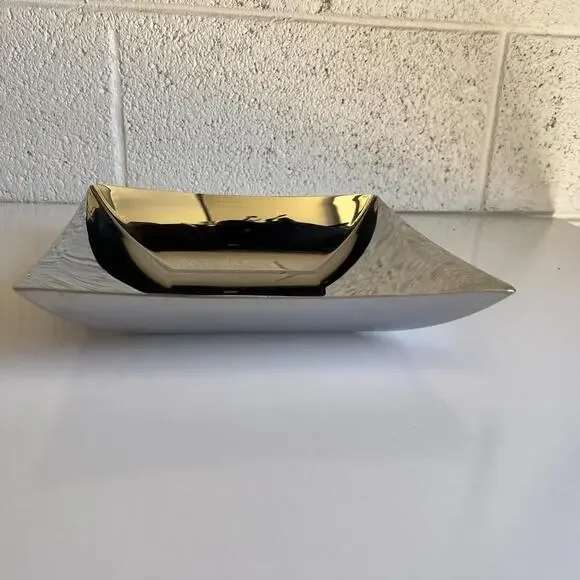 Sambonet Linea Q Polished Stainless Steel Square Fruit Bowl Made In Italy